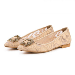 BALERINI CU DANTELA NUDE