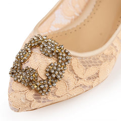 BALERINI CU DANTELA NUDE