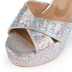 SANDALE DIAMANT GLAMOUR ARGINTIU